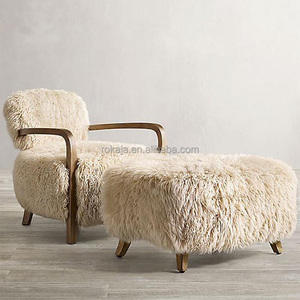 Chaise longue en bois massif de style moderne Chaise de canapé simple en tissu au <span class=keywords><strong>design</strong></span> minimaliste <span class=keywords><strong>Fauteuil</strong></span> de salon de luxe avec <span class=keywords><strong>repose</strong></span>-pieds - Product Image 4