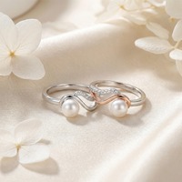 Bague élégante en argent sterling 925 Infinity Design avec zircon cubique Bijoux de mode bicolores en or rose et argent pour femmes