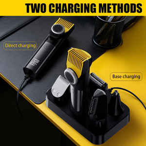 Recortadora de Barba de Cerámica para Hombre 6 en 1, Cortapelos Inalámbrico Impermeable IPX7 con Cuchilla en T de Ajuste Cero para Nariz, Orejas y Barba, Uso Doméstico - Product Image 3