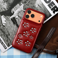 Casing Ponsel Zenos Metallic Faux Leather 360 Full Body dengan Dekorasi Bunga Rivet 3D Vintage Embossed, Perlindungan 360 Derajat