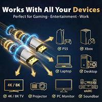 Câble vidéo HD 2M 3M 10M 2.1 UHD 48 Gbps 60 Hz en gros pour projection d'écran vers TV 8K 4K UHD