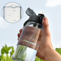 Bouteille d'eau en plastique écologique 750 ml à ouverture facile avec paille, tasse multi-usage pour adultes et camping – Meilleure vente