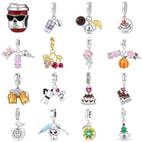 Pendentifs et breloques créatifs en forme de boissons au café, plaqués cuivre et argent, pour colliers et bracelets, perles et accessoires de bijoux DIY pour fêtes