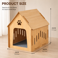 PAIPET Maison moderne en bois massif pour chat et chien avec découpe en forme de patte, ventilation, tapis matelassé intérieur toutes saisons