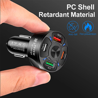 Chargeur USB de voiture 4 ports PD 20W QC3.0 2 USB Type-C Adaptateur de charge rapide Chargeur pour allume-cigare 12-32V