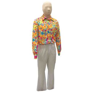 Costume hippie des années 70 pour hommes, chemisier rétro coloré à manches longues pour scène, danse, discothèque, fête, Halloween, cosplay, polyester - Product Image 4
