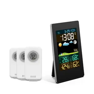 wireless color display digital weather thermometer with atomic clock, forecast station with calendar and adjustable backlight