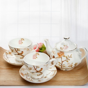 Service à café et à thé en porcelaine fine de luxe pour 2 personnes, style nordique tendance, dorure, décoration d'intérieur - Product Image 5
