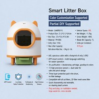 Bac à litière intelligent pour chat en plastique, automatique, facile à nettoyer, grande capacité 60L, édition amusante avec oreilles de chat, toilette pour chat, OEM personnalisé