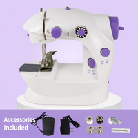 Machine à coudre électrique portable mini avec bras libre, lumière LED et pédale – Idéale pour débutants, machine de couture de bureau pour le bricolage à domicile