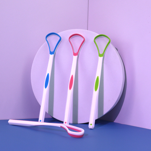 코스톰 로고 혀 클리너가있는 양면 혀 스크레이퍼 구강 관리 용 스크레이퍼 브러시 - Product Image 2