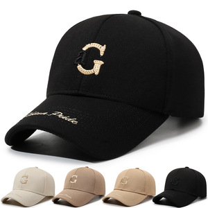 Casquette de baseball incurvée en coton mélangé unisexe, personnalisable avec logo OEM, lettre 'G' brodée en 3D, motif Dobby à pois, ajustable, 4 couleurs, vente en gros, style décontracté - Product Image 1