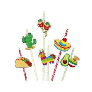 Juego de 28 Pajitas de Papel para Fiesta, Decoraciones para el Cinco de Mayo, Artículos de Mesa con Temática Mexicana para Fiesta - Product Image 6