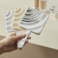 Miroir de Maquillage Sublimé à Ondulations d'Eau, Placage UV, à Main, pour Fille, en Plastique Mignon, Miroir Cosmétique HD