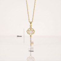 Collier pendentif clé pour femme, breloque perle, chaîne bicolore or et argent, collier couple, cadeau Saint-Valentin