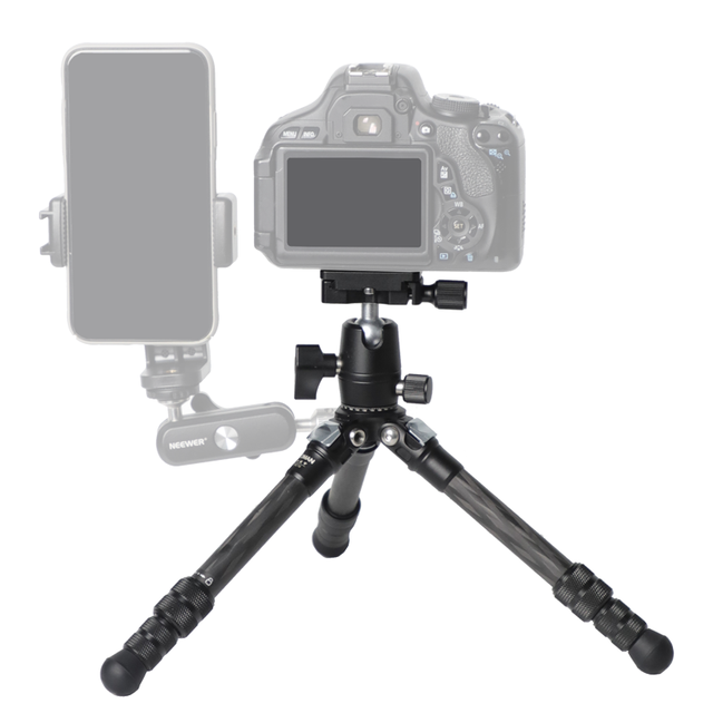 Height Adjustable Mini Carbon Tripod With Ball Head,Compact Pocket Travel Tabletop Tripod for Mobile Phones and Digital Camera