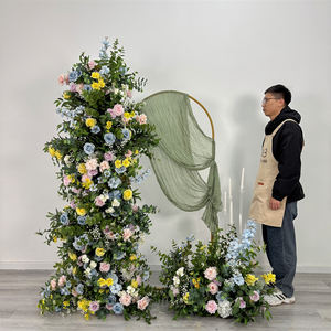 Fondo de Flores Artificiales de Seda Realistas Personalizadas en Amarillo y Rosa para Decoración de Arco de Boda y Día de la Madre - Product Image 3