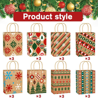 Sacs cadeaux en papier kraft de Noël avec poignées, 24 pièces, motifs de Noël assortis pour les fêtes, les cadeaux et les bonbons, vente en gros