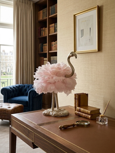 Flamingo Decorative Plug-in Table Lamp Modern Resin Animal Table Lamp With Fabric Shade For Bedroom Living Room Home Decor - Product Image 2