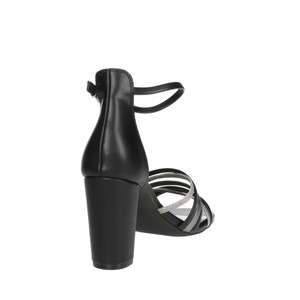 Sandali con tacco nero/argento per donna 2-28386-20 chiusura con lacci alla moda a punta per matrimoni feste estive in pizzo - Product Image 3