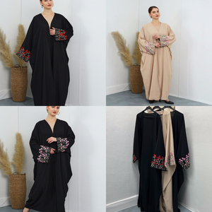 Abaya musulmane pour femmes, vente en gros, modeste, multicolore, broderie florale, <span class=keywords><strong>robe</strong></span> islamique élégante, tenue décontractée ou formelle - Product Image 1