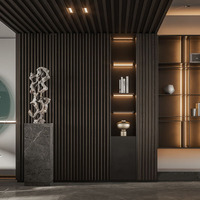 Panel de Rejilla WPC Estilo Gran Muralla, Diseño Cóncavo-Convexo, Lujoso y Moderno para Pared de TV, Baño y Escaleras