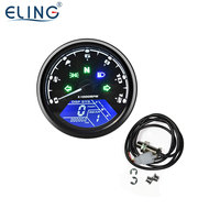 ELING Speedometer Digital Sepeda Motor 199 MPH KM/H Tachometer 12000RPM Dengan Indikator Gigi Lampu Alarm