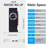 Offre Spéciale Minimaliste Mini-ITX GPU GDDR5 PC de Bureau Jeux Conception Bureautique 4 Go 640 Cœurs RX 550 Carte Graphique Low Profile