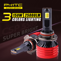 Phare LED Mini Super Lumineux Haute Puissance Canbus 150W 25000LM 3 Couleurs 9005 9006 H4 H11 H7 Ampoule LED