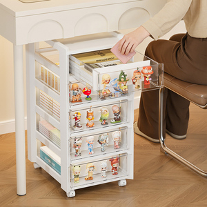 Carrito de Almacenamiento Estrecho que Ahorra Espacio con Cajones Transparentes, Vitrina para Figuras, Estante Lateral para Sala de Estudio - Product Image 3