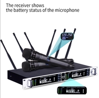 Microphone sans fil TopYun G-26 à 6 antennes, portée effective de 800 m, véritable diversité, microphone portable pour les professionnels de l'église