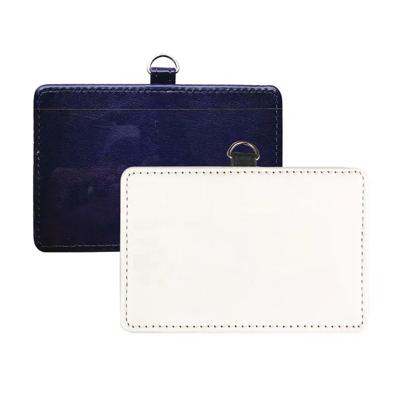 Customized Horizontal Work Name Badge Holder Blanks Sublimation Leather ID Card Holder