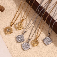 Collier pendentif Tarot gravé Dreamshow, mode été, plaqué or 18 carats, bijoux en acier inoxydable, ensemble de colliers