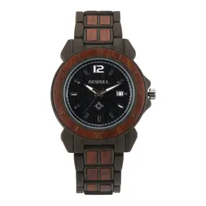 Luxury relogio masculino men's metal watch black gun metal watch with 3atm waterproof wooden wristwatch