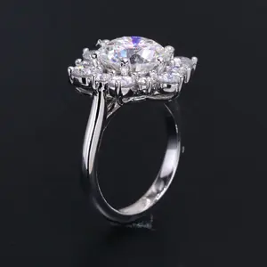 Anello di nozze di alta qualità 14 kt oro moissanite diamante 3 carati girasole forma oro massiccio anello 14 K