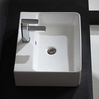 Lavabo rectangulaire HANYU à poser, en céramique durable, facile à nettoyer, pour salle de bain, idéal pour hôtels et maisons