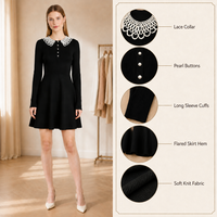 Nouvelle Robe Tricotée Printemps 2026 Style Luxe Français avec Col Claudine Perlé pour Femme – Élégance Quotidienne et Tendance