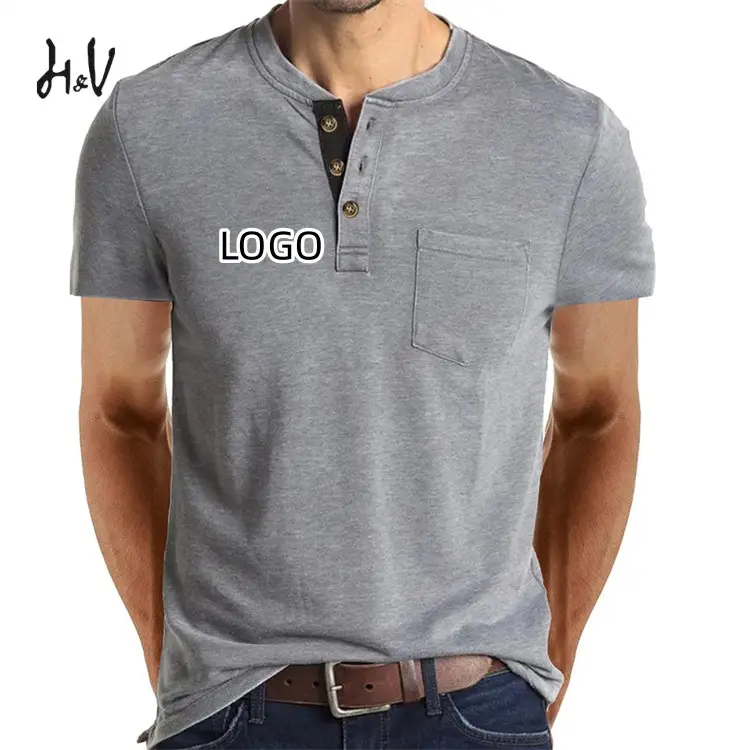 LH T-shirts pour hommes personnalisés T-shirt en coton et polyester à col en O T-shirt blanc uni pour hommes T-shirts à manches courtes avec poche et boutons