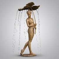 Fontaine d'eau avec sculpture de ballerine élégante en bronze grandeur nature, personnalisée par Jingsu, avec impression UV et moulage