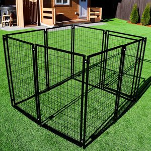 Untuk ALEKO kandang hewan peliharaan perjalanan portabel pena bermain anjing besi galvanis hitam dalam ruangan luar ruangan 5 'x 5' x 4 'kandang besar untuk - Product Image 2