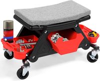 Asiento rodante de taller de alta resistencia con cojín suave modular extraíble y bandeja para herramientas