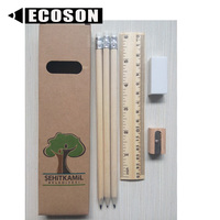 Lot de 5 tubes en carton recyclé pour emballage de crayons en bois, stylo à bille recyclé, taille-crayon, gomme, papeterie écologique