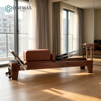 ONEMAX Reformer de Pilates en bois massif avec roues mobiles, logo personnalisé acceptable, lit d'entraînement Pilates pour le renforcement du tronc