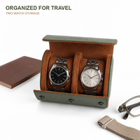 Boîte d'emballage de voyage vintage de luxe personnalisée avec logo, 1/2/3 emplacements, en cuir PU avec intérieur en velours pour montres