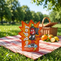 Sachet d'emballage en plastique personnalisé, forme irrégulière, imprimé dessin animé, avec trou de suspension, pour snacks et petits articles