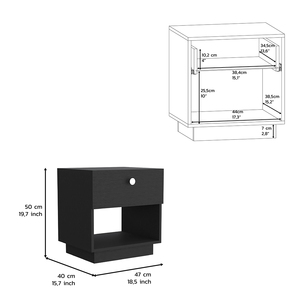 Single Drawer Nightstand 19 H Black <b>Open</b> <b>Storage</b> Shelf Bedroom Furniture - Product Image 5