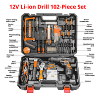 Boîte de rangement d'outils de chantier en plastique rigide multifonction pour électriciens, 102 pièces, robuste, kit d'outils de quincaillerie
