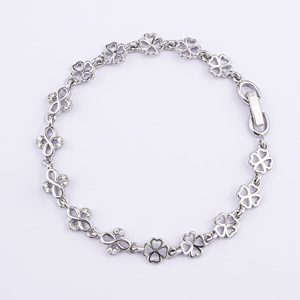 Joyería de Moda Bañada en Oro Blanco Joyería que No se Deslustra Pulsera de Circonita Cúbica Pulseras de Tenis de Diamantes Joyería de Pulsera de Trébol - Product Image 6