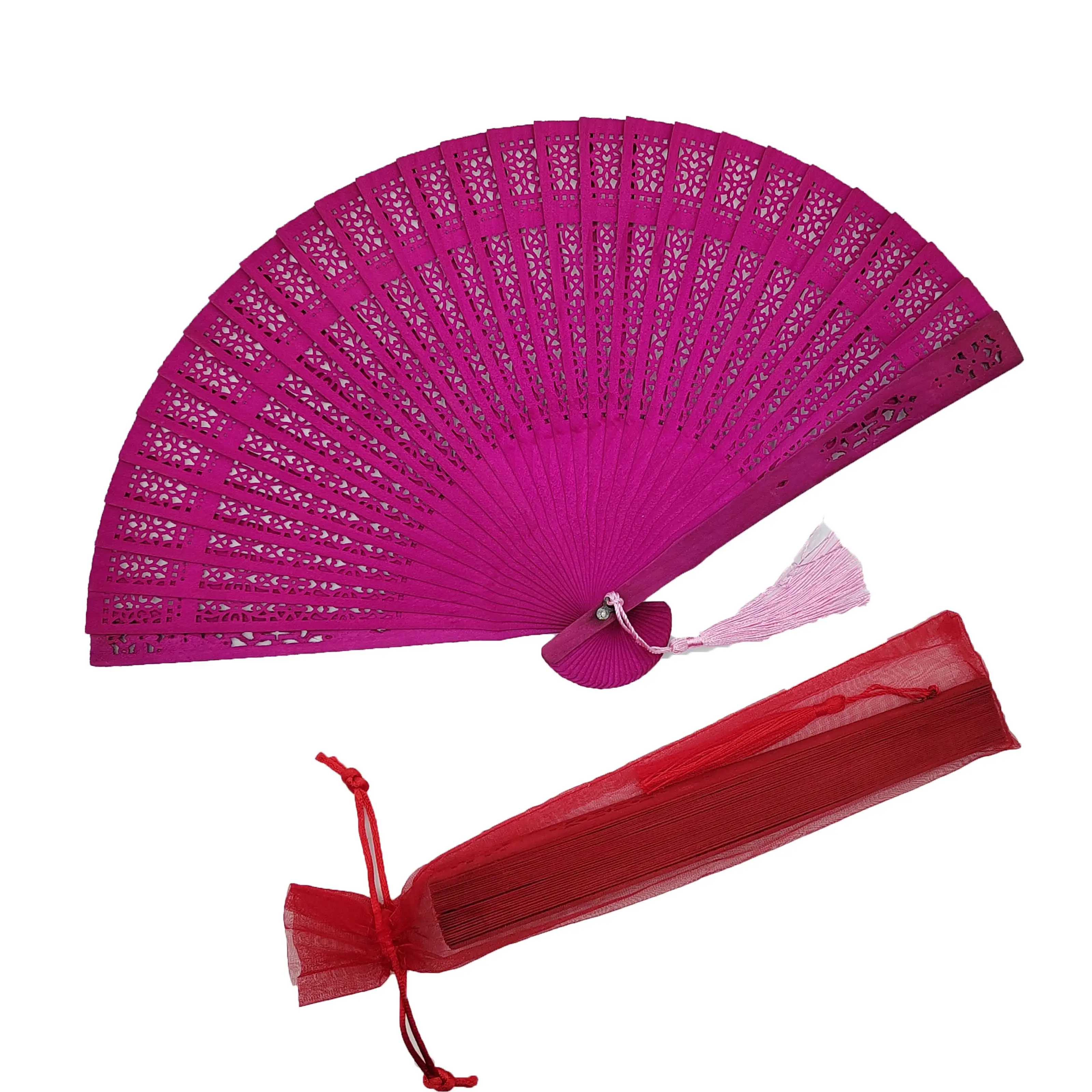 Großhandel Duft Holz Falthand Fan Günstigster Hand Fan für Kirche Nächsten liebe/Party/Hochzeit