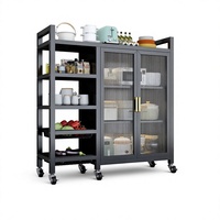 Étagères de cuisine avec grille et portes pour le rangement anti-poussière des légumes, des fruits, des pots, des bols et des armoires de rangement